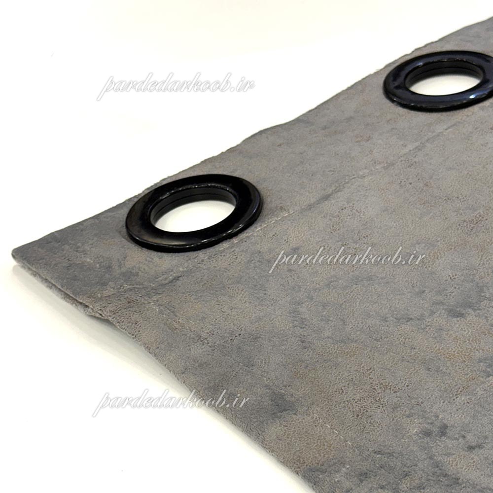 patine-05 پرده پانچ آماده مخمل پتینه ای طوسی روشن ارتفاع 280 سانت - Image 1