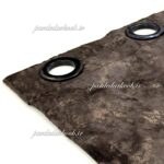 پرده پانچ آماده مخمل پتینه ای قهوه ای ارتفاع 280 سانت