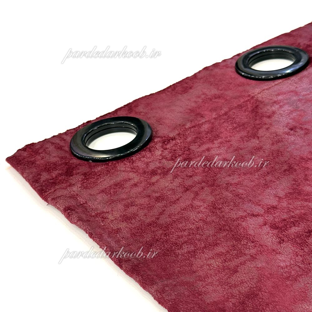 patine-10 پرده پانچ آماده مخمل پتینه ای زرشکی ارتفاع 280 سانت - Image 1